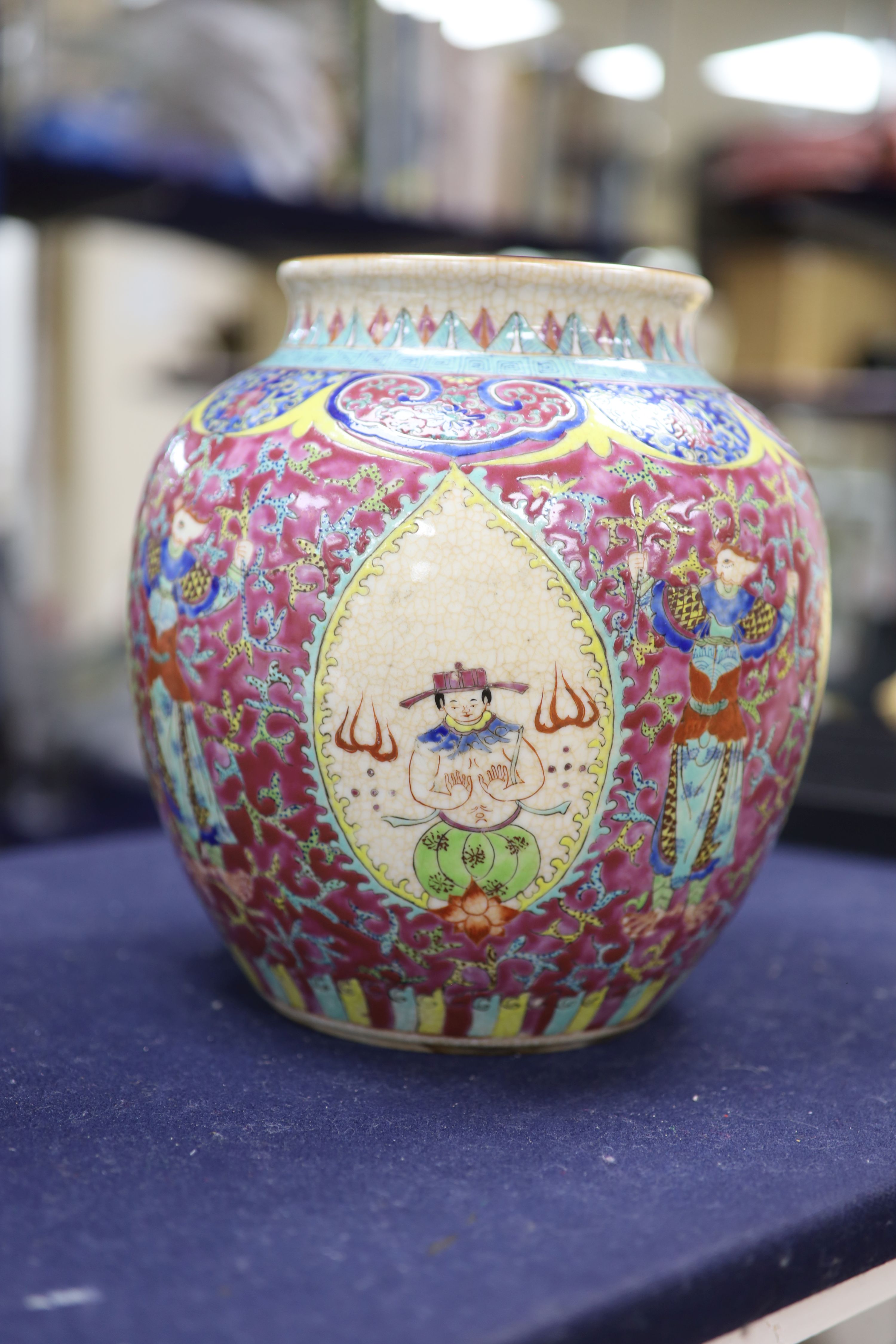 A Chinese famille rose vase made for the Thai market, height 23cm